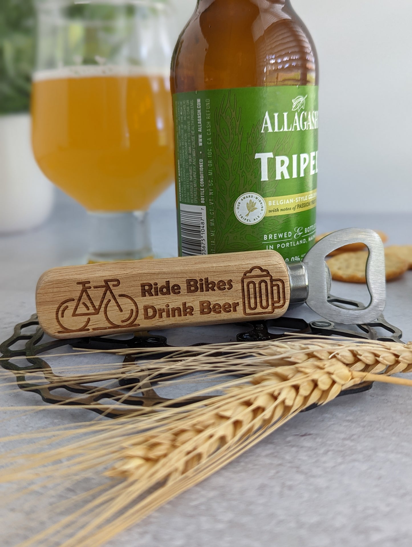 Ride Bikes Drink Beer Wooden Bottle Opener