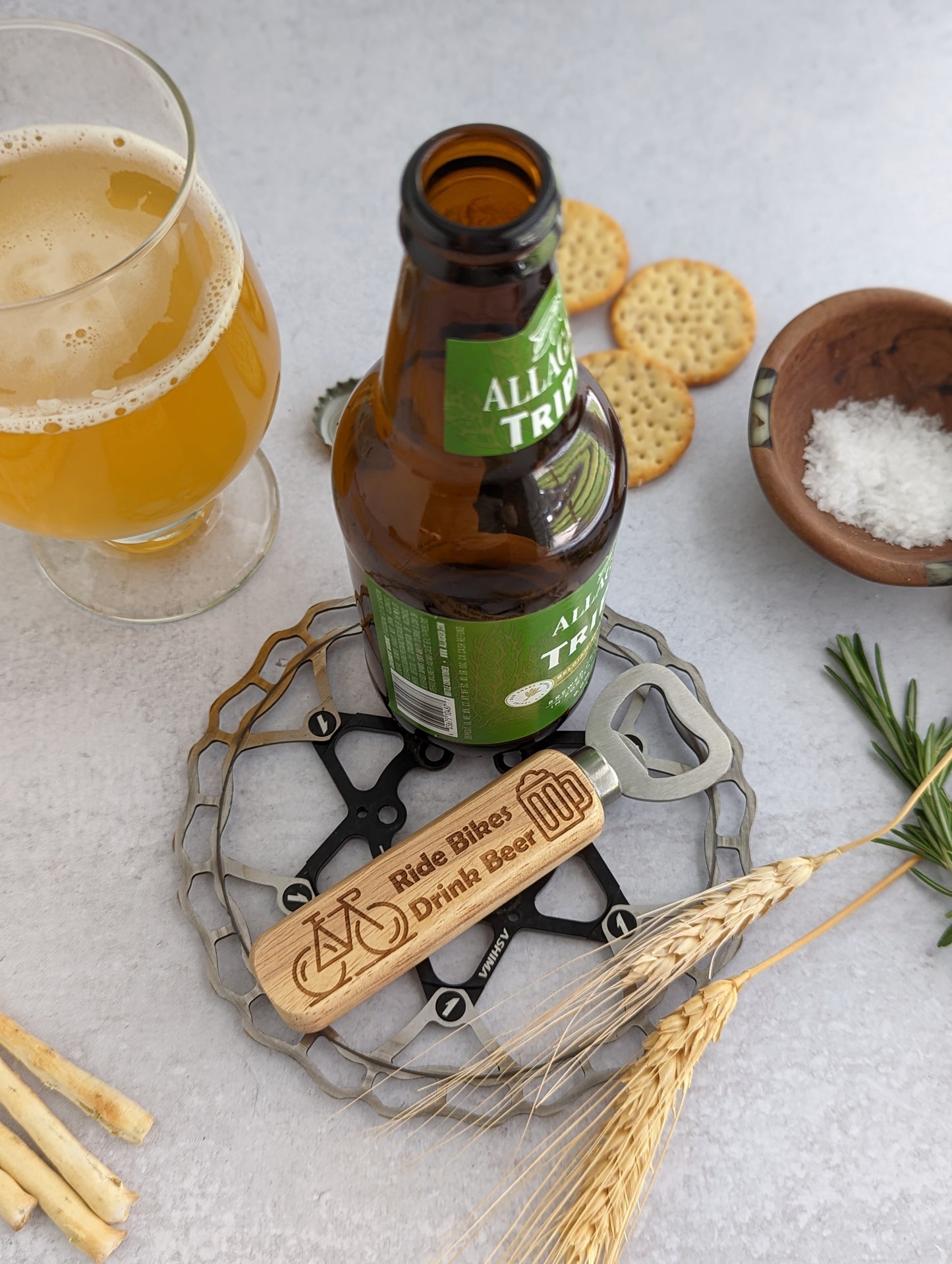 Ride Bikes Drink Beer Wooden Bottle Opener